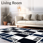 Geometric Art Deco Black And White Rug