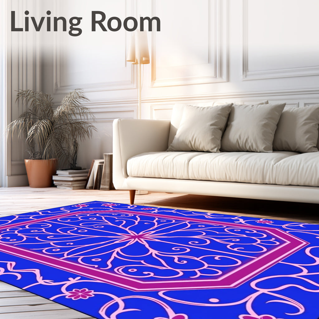 Ornate Floral Vine Medallion Design Rug