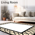 Contrasting Black Almond Geometric Pattern Rug