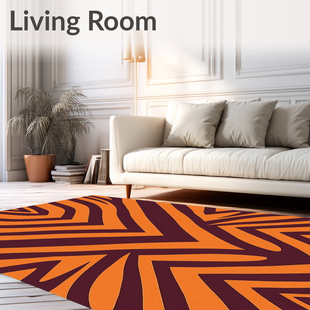 Bold Orange Zebra Stripes Rug
