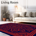Radiant Red Sunburst Tribal Pattern Rug