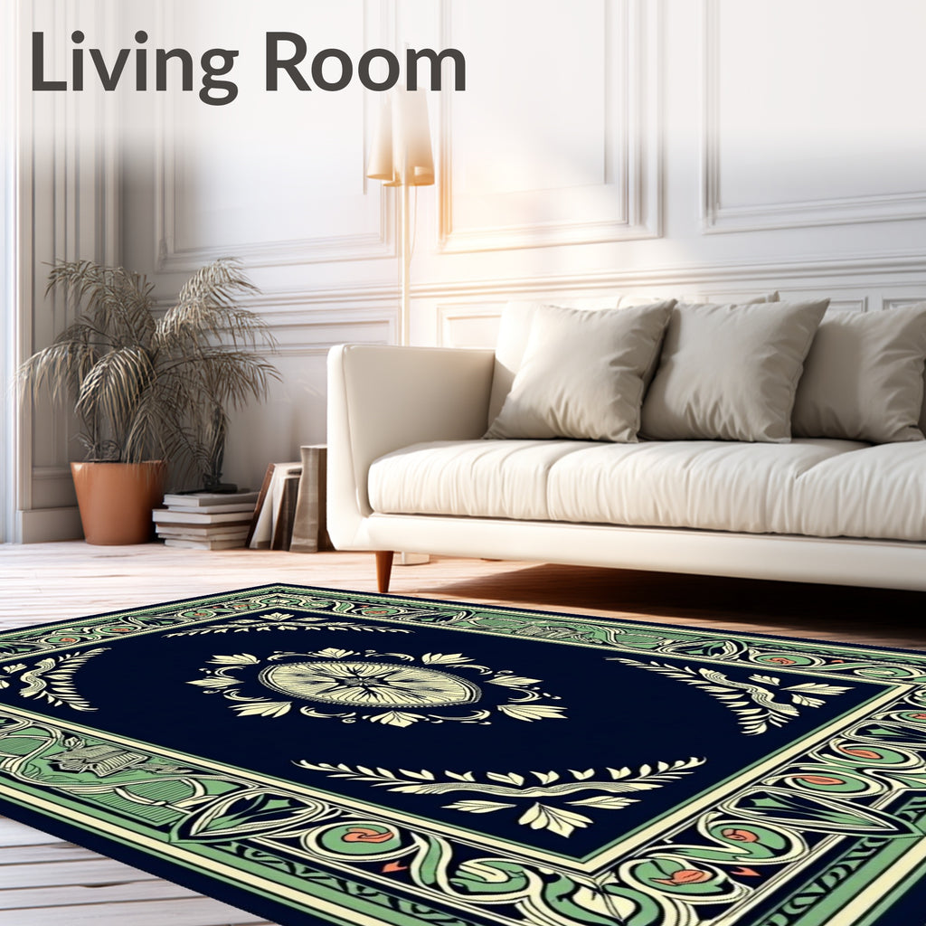 Art Nouveau Floral Border Design Rug