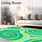 Green Swirling Abstract Pattern Rug