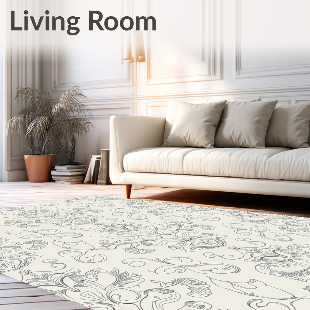 Ornate Floral Scroll Pattern Design Rug