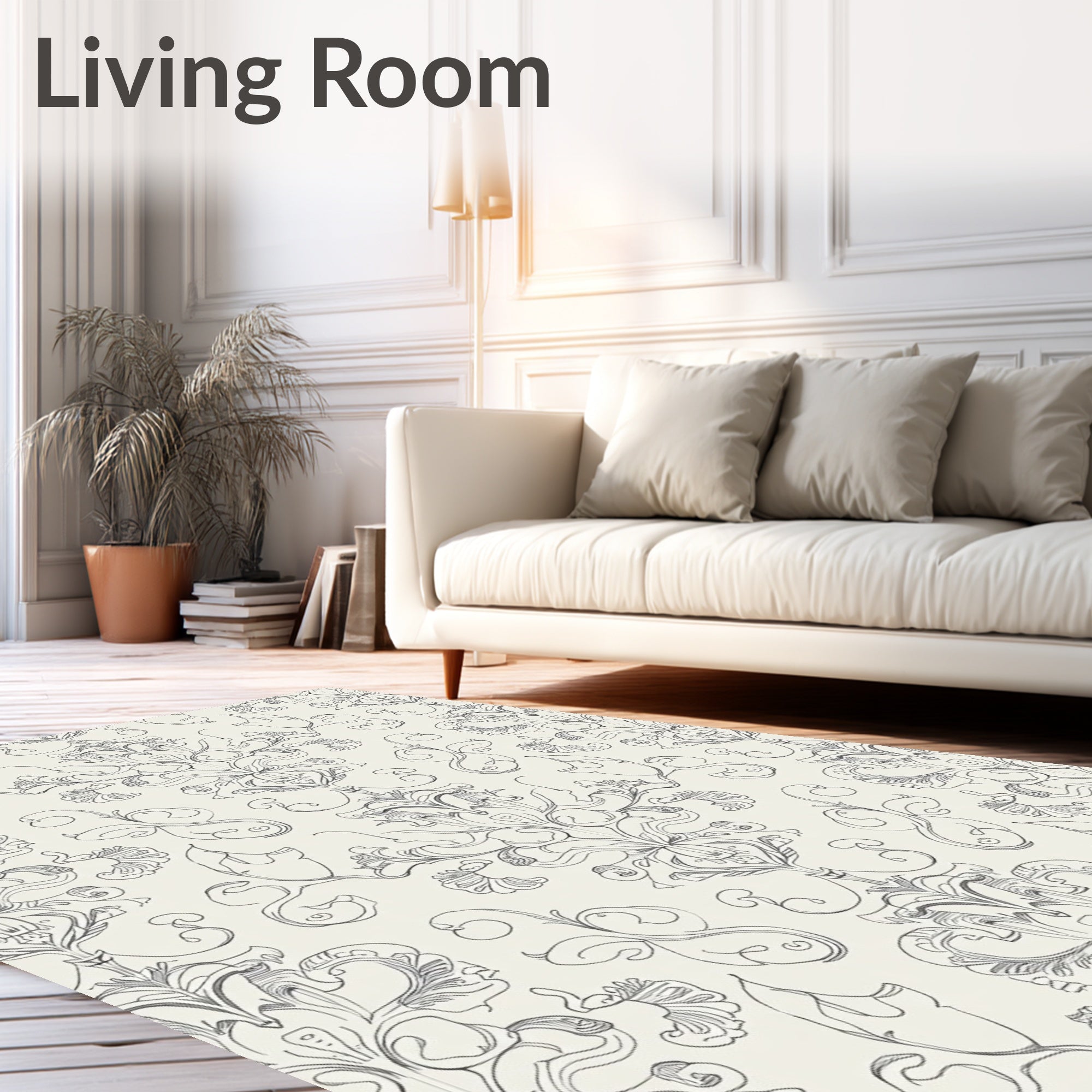 Ornate Floral Scroll Pattern Design Rug
