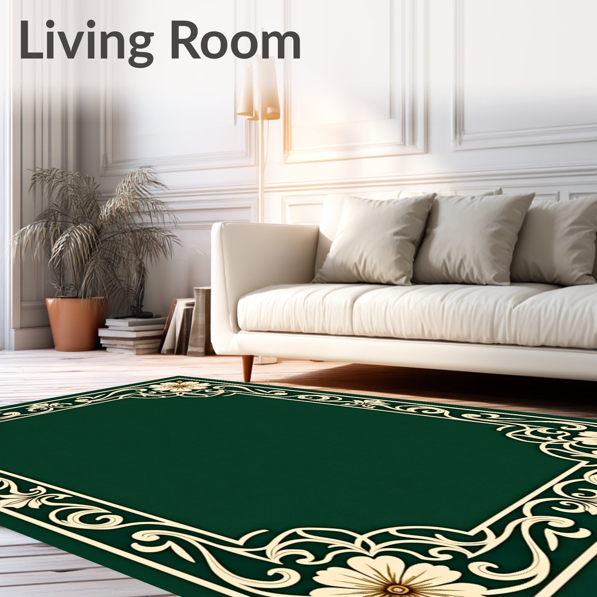 Elaborate Floral Vine Frame Rug