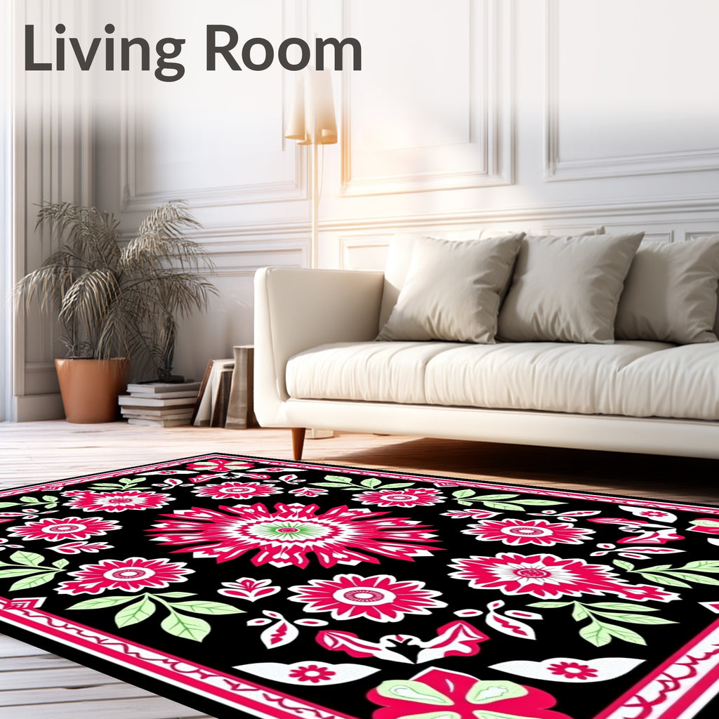 Vibrant Floral Pattern Accent Rug
