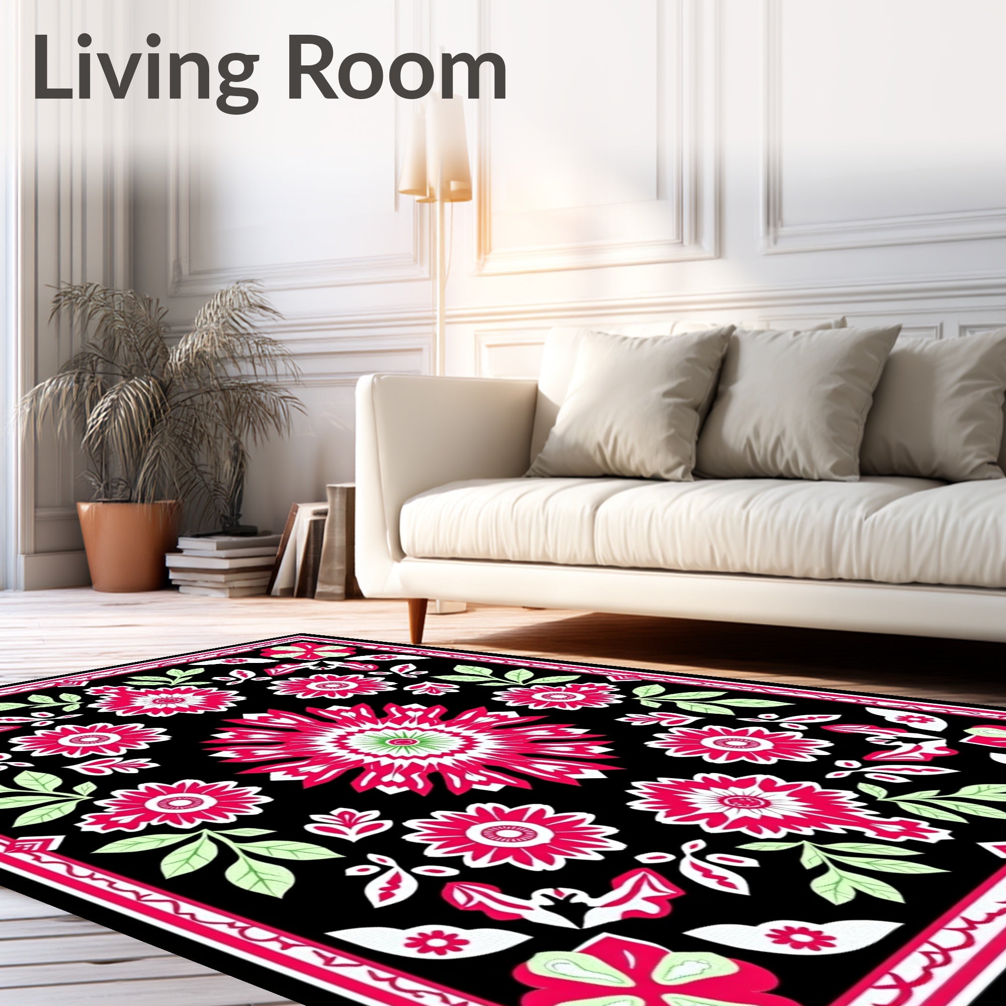 Vibrant Floral Pattern Accent Rug
