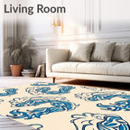 Blue Flowing Animal Abstract Design Rug