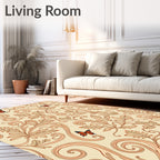 Orange Butterfly Floral Swirl Design Rug