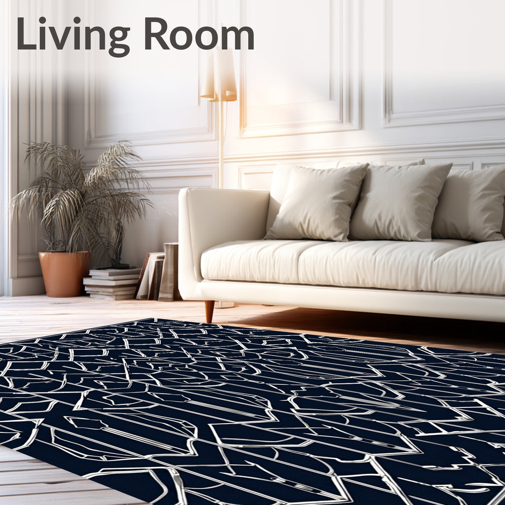 Bold Geometric Art Deco Outline Design Rug