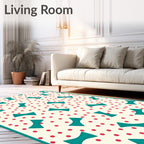 Teal Bow Tie Geometric Polka Dot Rug
