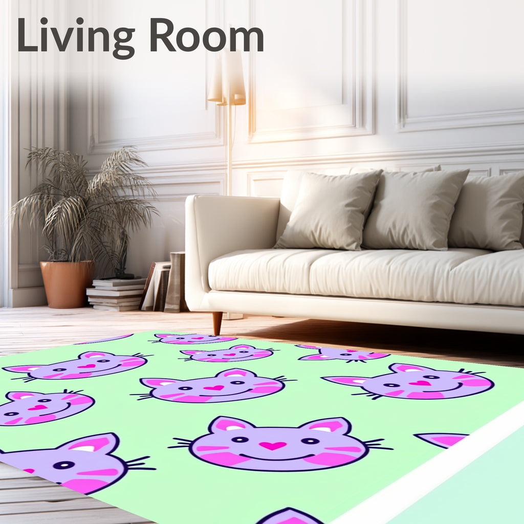 Cute Cat Face Pattern Design Rug
