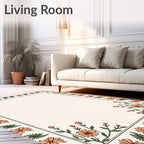 Floral Border Botanical Nature Print Rug