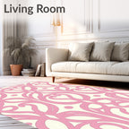 Pink Swirl Cream Pattern Rug