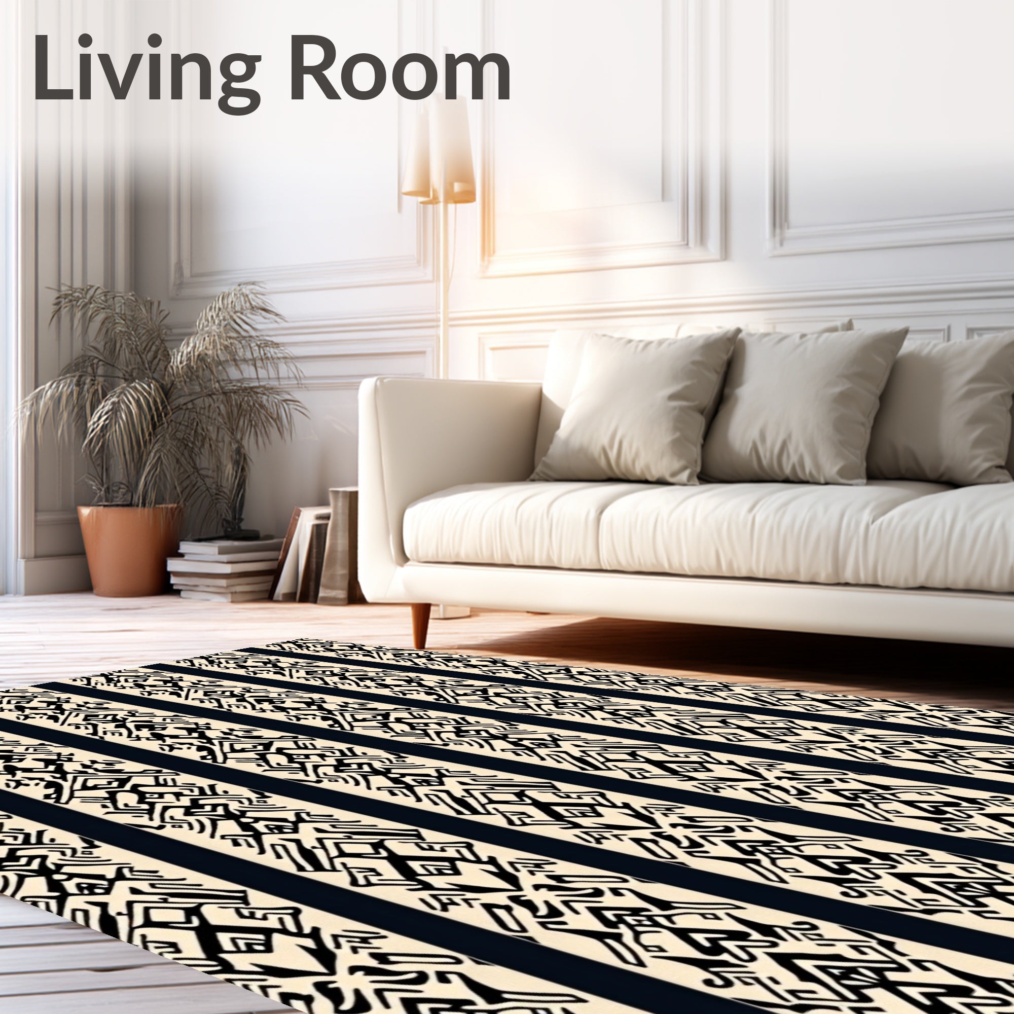 Tribal Striped Geometric Pattern Rug
