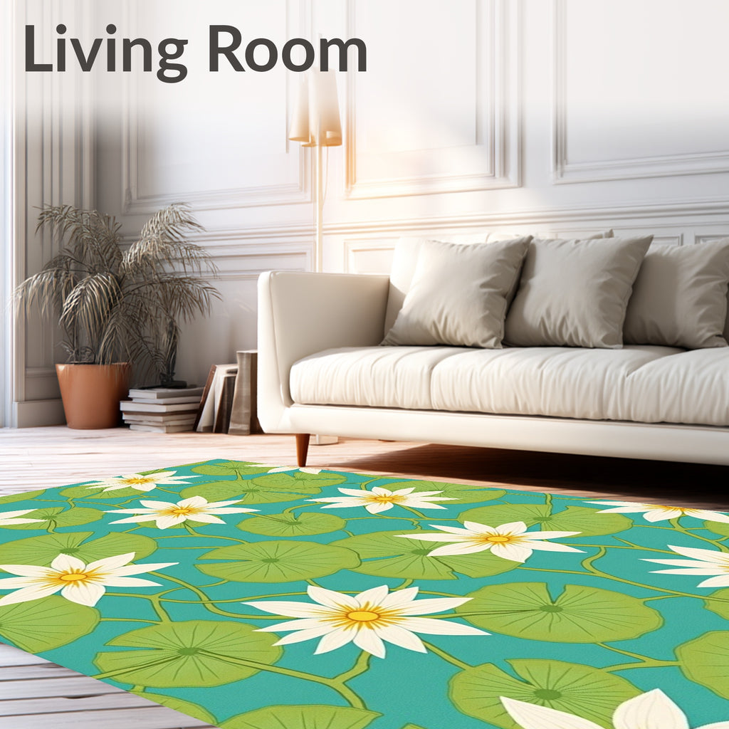 Water Lily Pad Scenic Design Rug