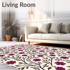 Floral Vines Pattern With Purple Flowers Rug