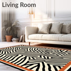 Abstract Black White Geometric Rug