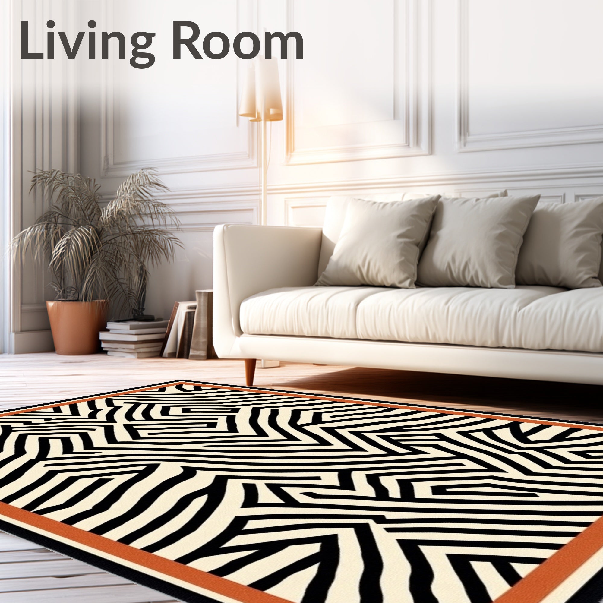 Abstract Black White Geometric Rug