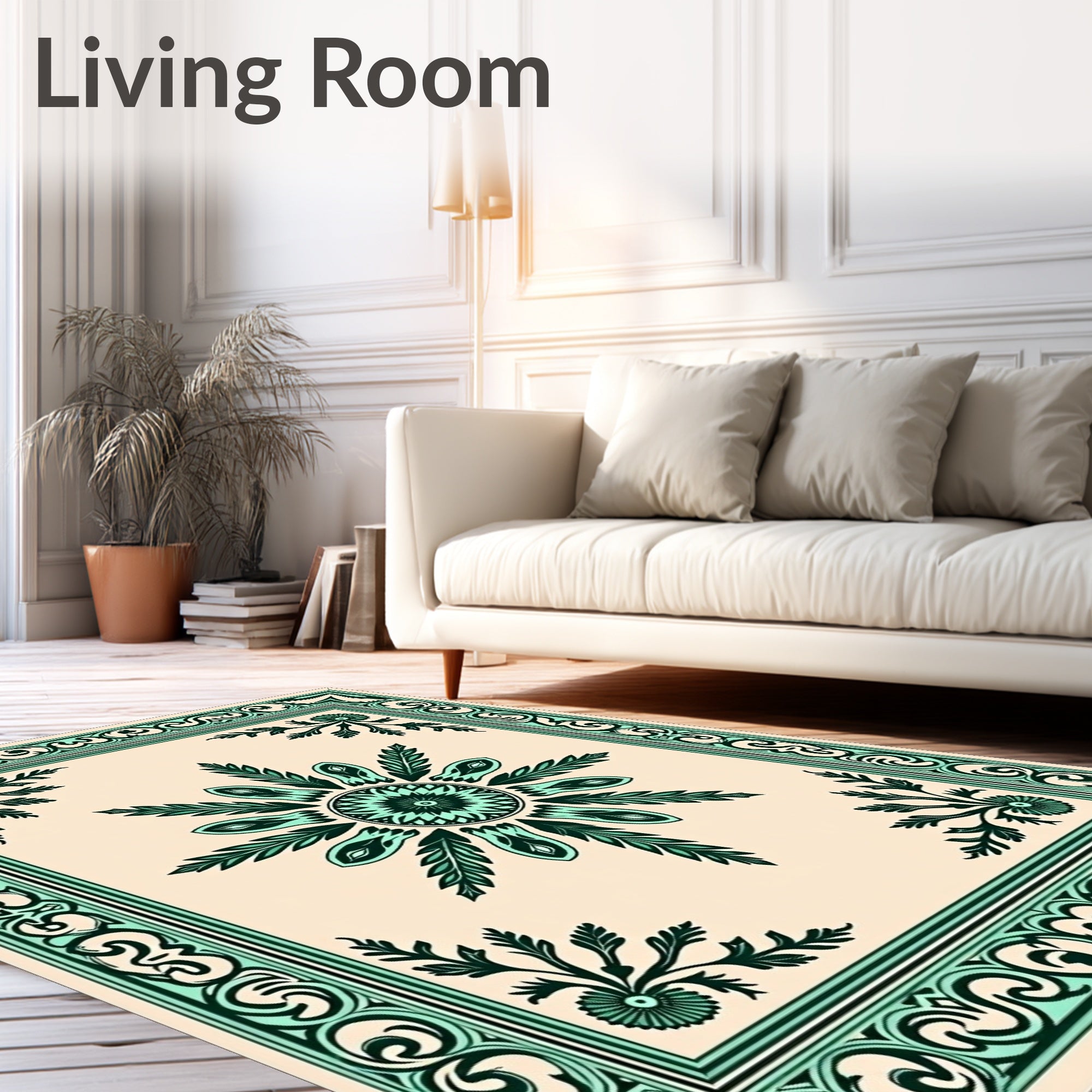 Ornate Floral Leaf Pattern Rug