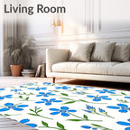 Blue Wildflowers Pattern Design Rug