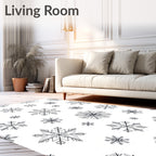 Winter Snowflakes Black White Rug