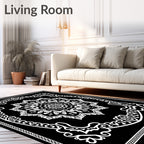 Black White Mandala Patterned Rug