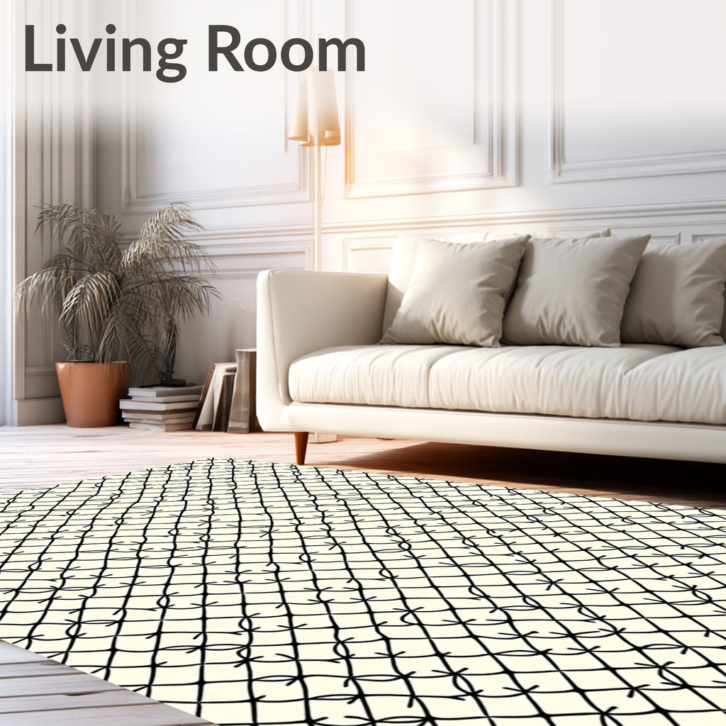 Net Pattern Hand Drawn Design Rug