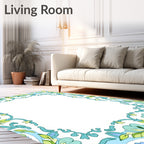 Ornate Floral Swirls Border Pattern Rug