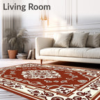 Rich Crimson Floral Inlay Rug