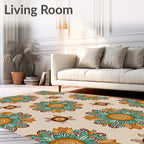 Floral Mandala Patterned Textile Rug