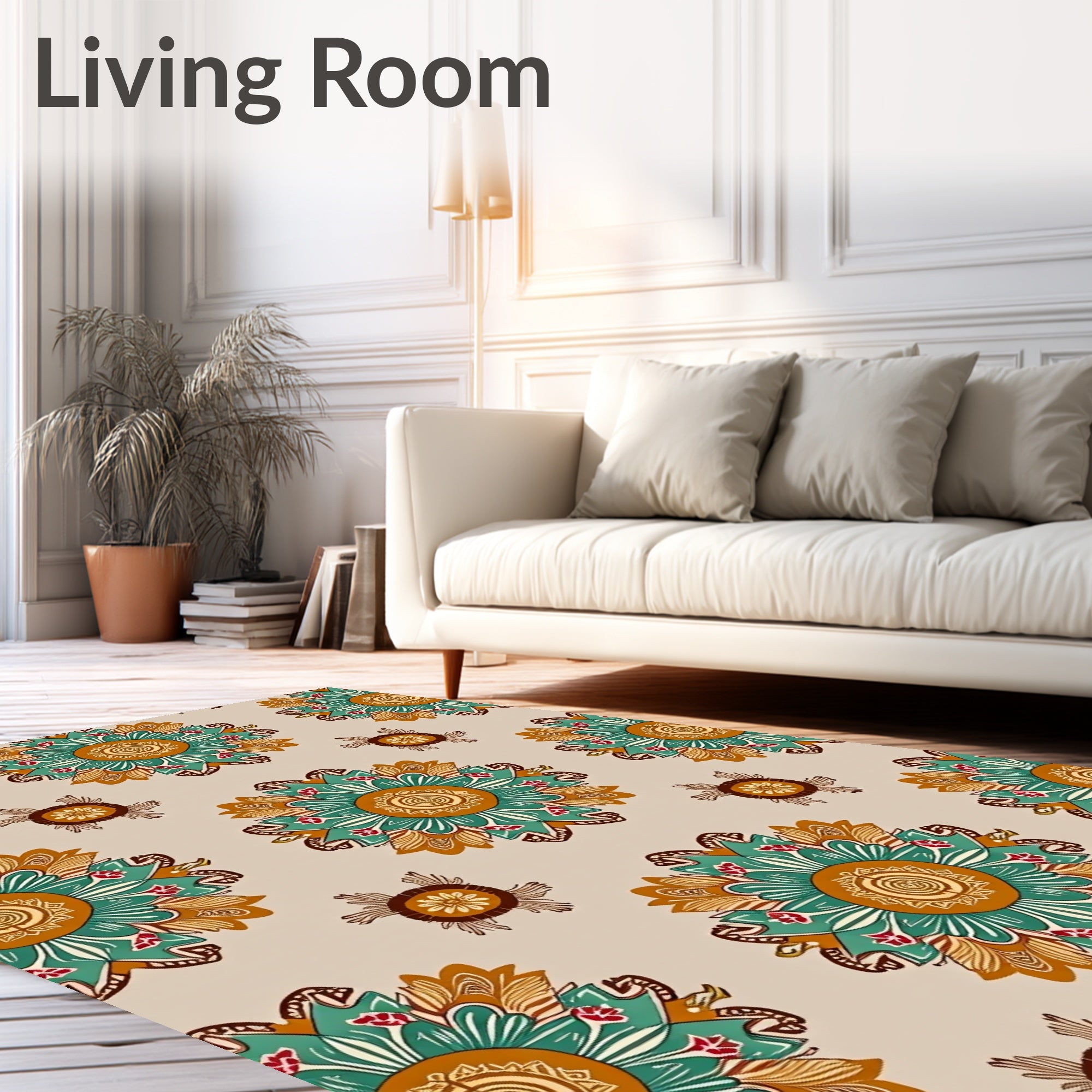 Floral Mandala Patterned Textile Rug