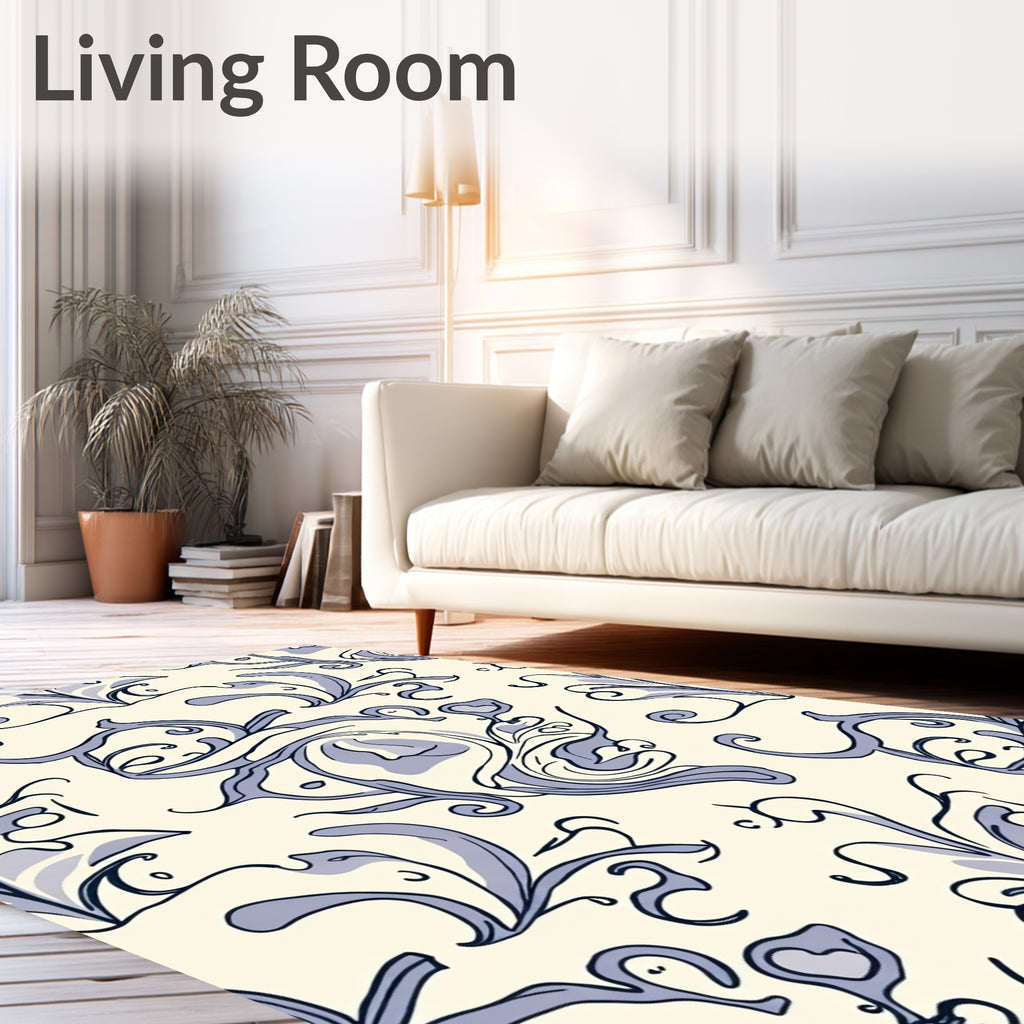 Art Nouveau Floral Swirls Pattern Rug