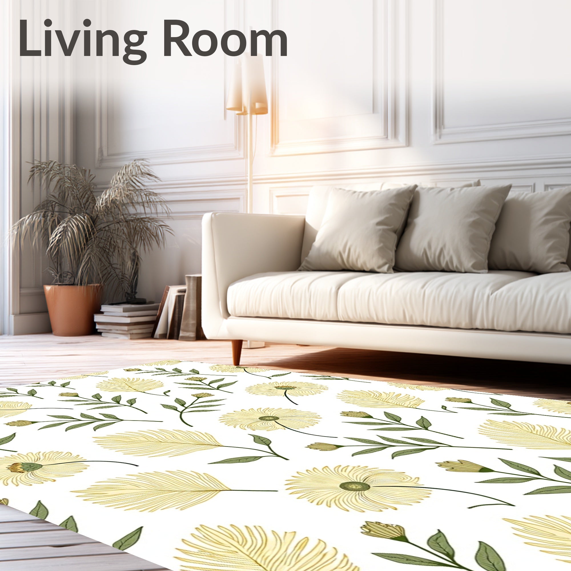 Delicate Floral Botanical Artistry Design Rug