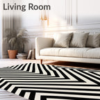 Bold Black White Zigzag Stripe Rug