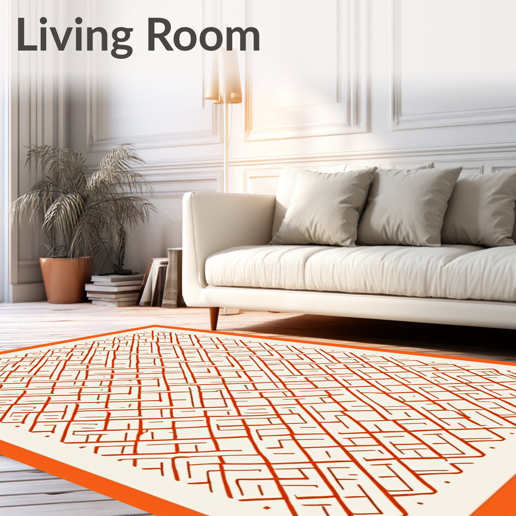Chunky Orange Geo Pattern Rug