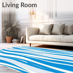 Graphic Blue White Wavy Lines Rug
