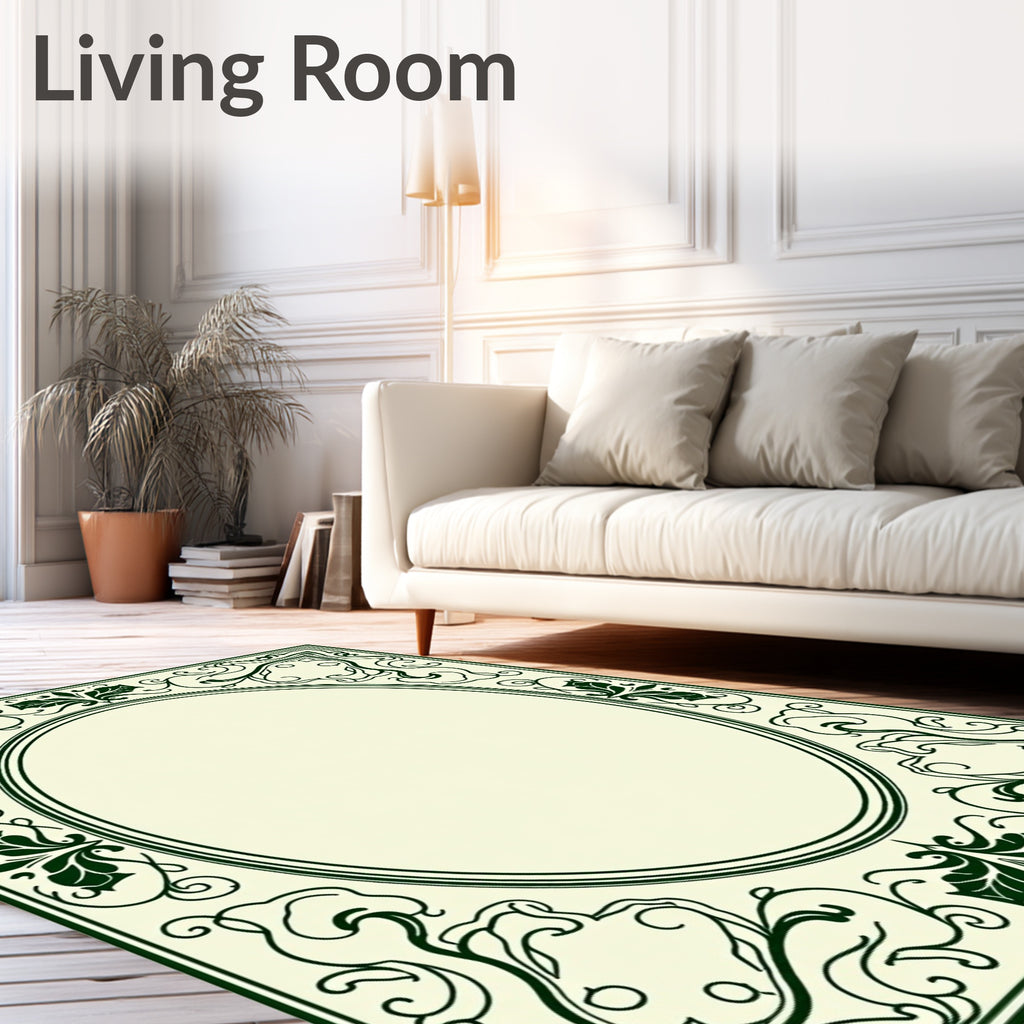 Art Nouveau Floral Oval Border Rug