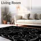 Elegant Gray Swirl Floral Pattern Rug