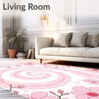 Pink Swirl Floral Pattern Rug