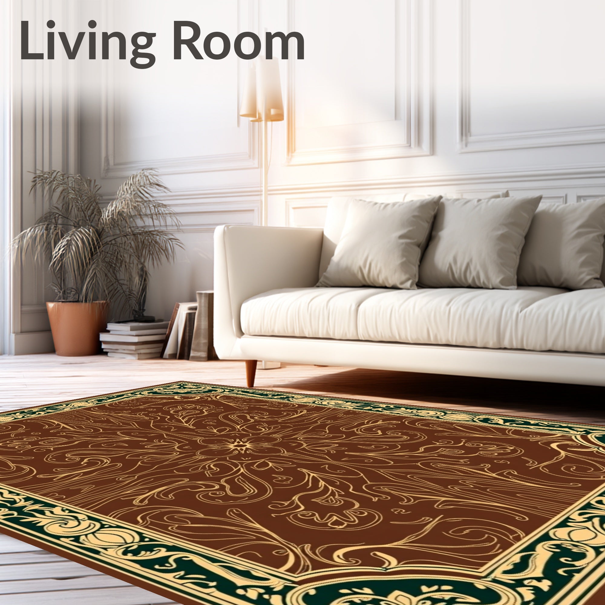 Classic Floral Scrollwork Ornate Design Rug