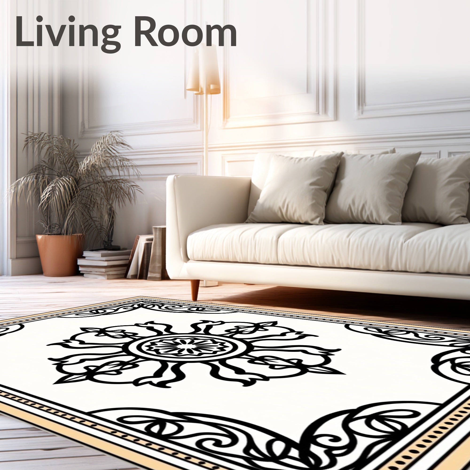 Classic Floral Medallion Scroll Design Rug