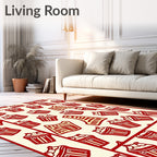 Red Cream Abstract Pattern Rug