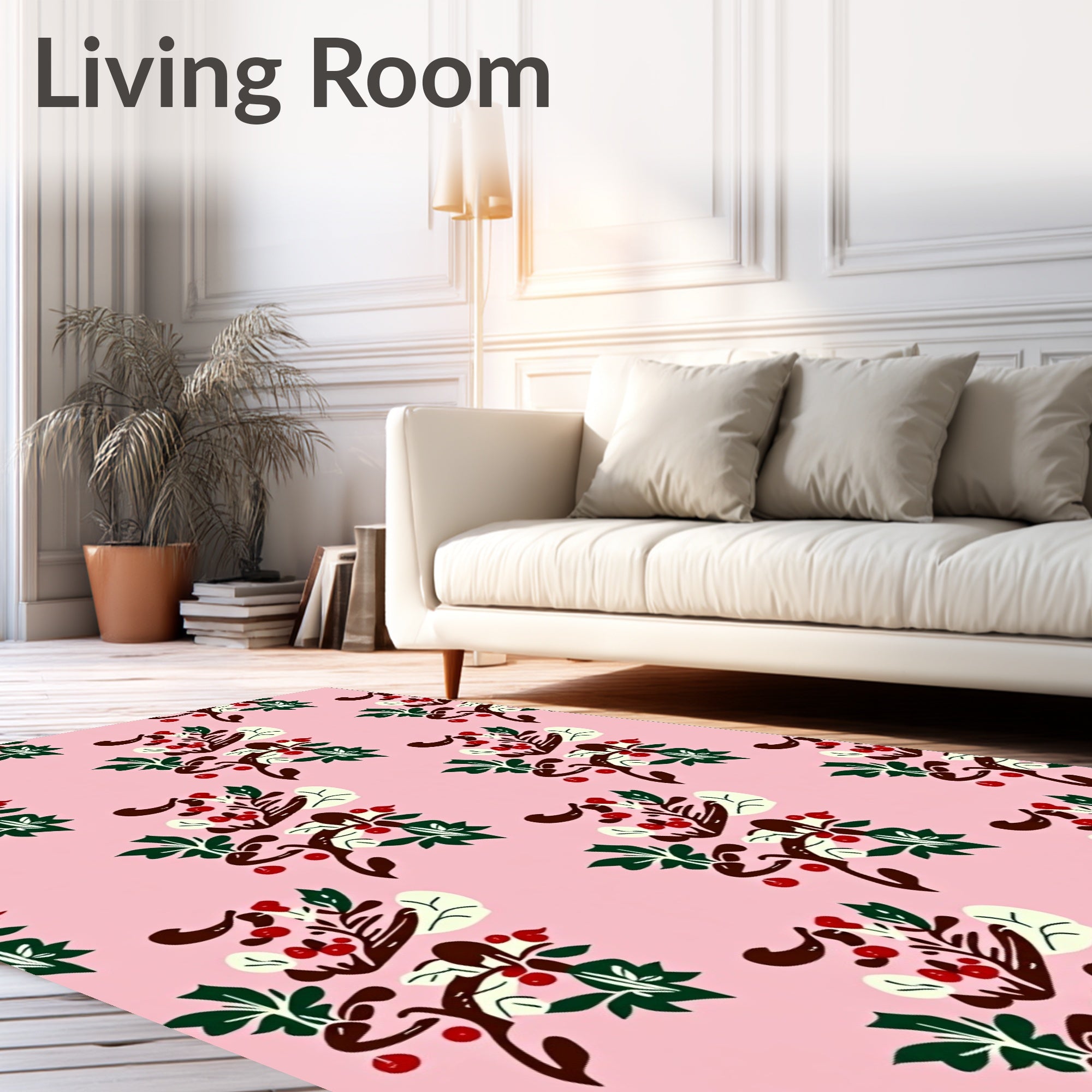 Pink Berry Branch Medallion Rug