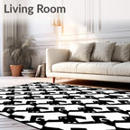 Abstract Black White Figure Pattern Rug