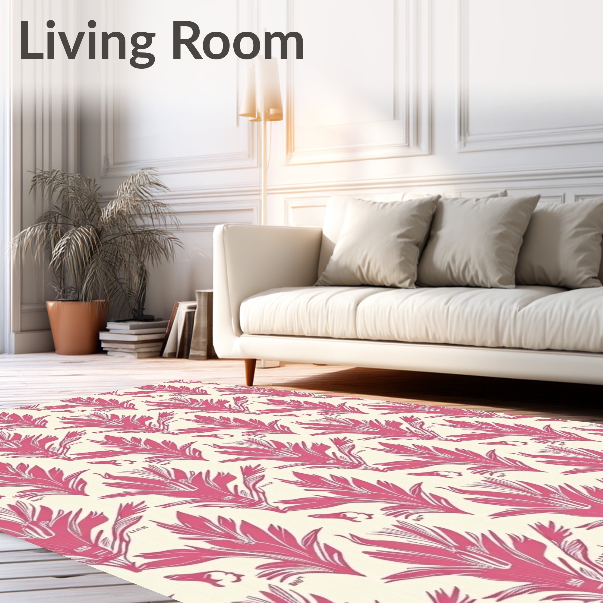 Vintage Botanical Print Pattern Rug