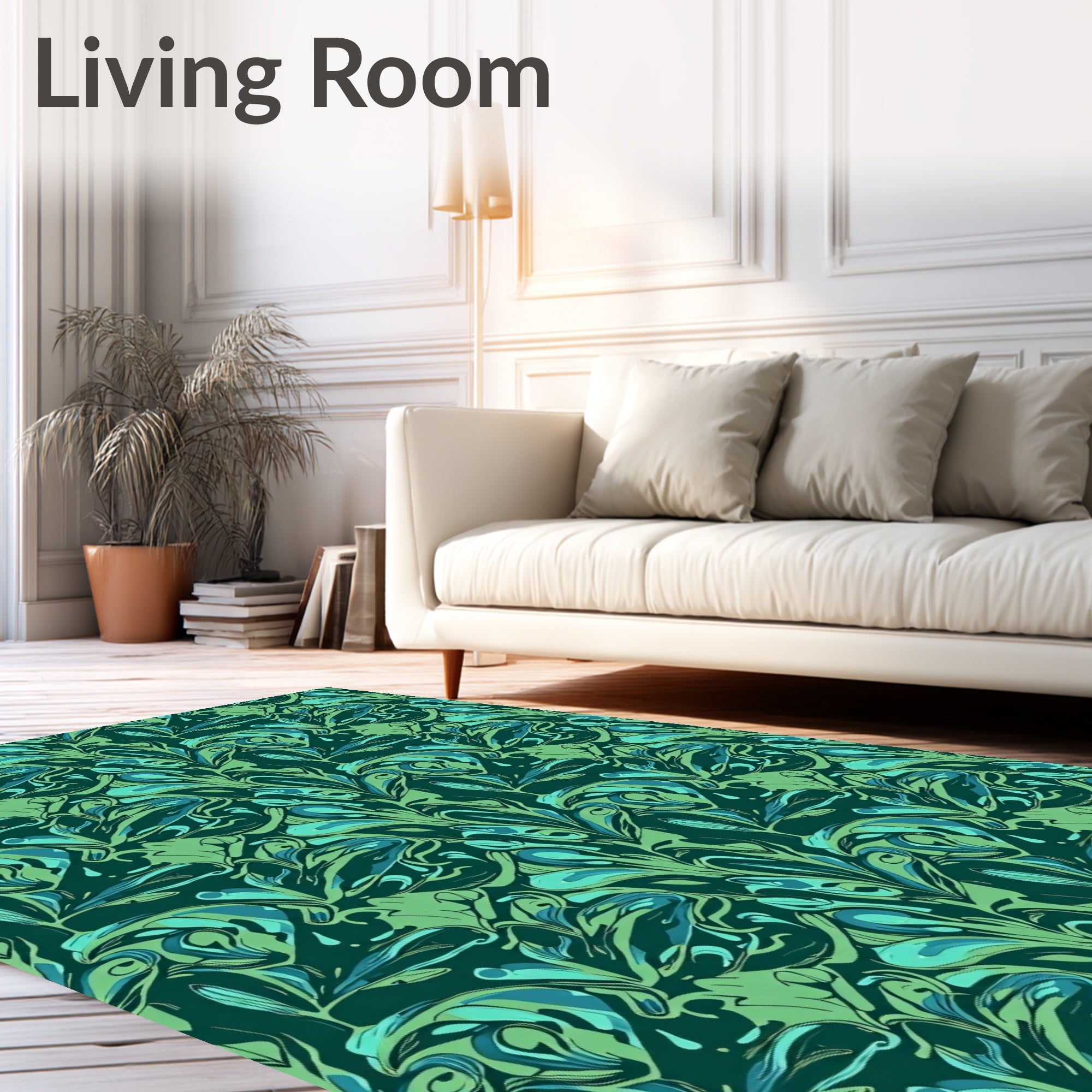 Abstract Flowing Leaf Pattern Rug