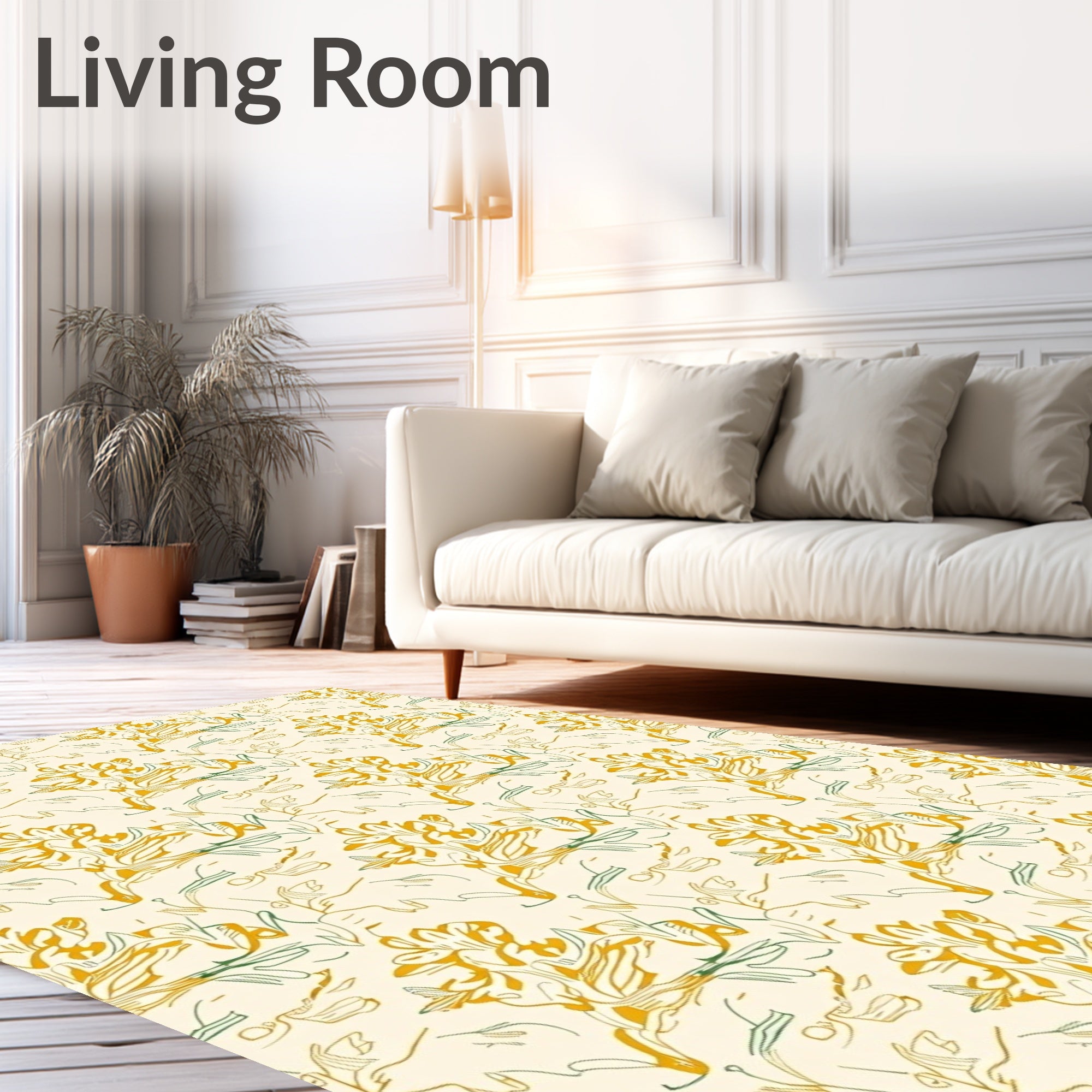 Abstract Spring Floral Sketch Rug