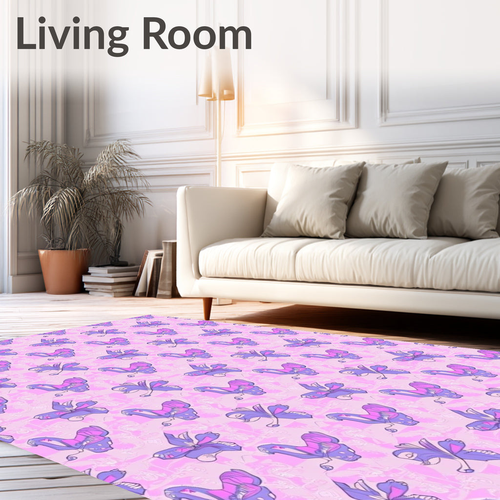 Whimsical Lilac Floral Pattern Design Rug